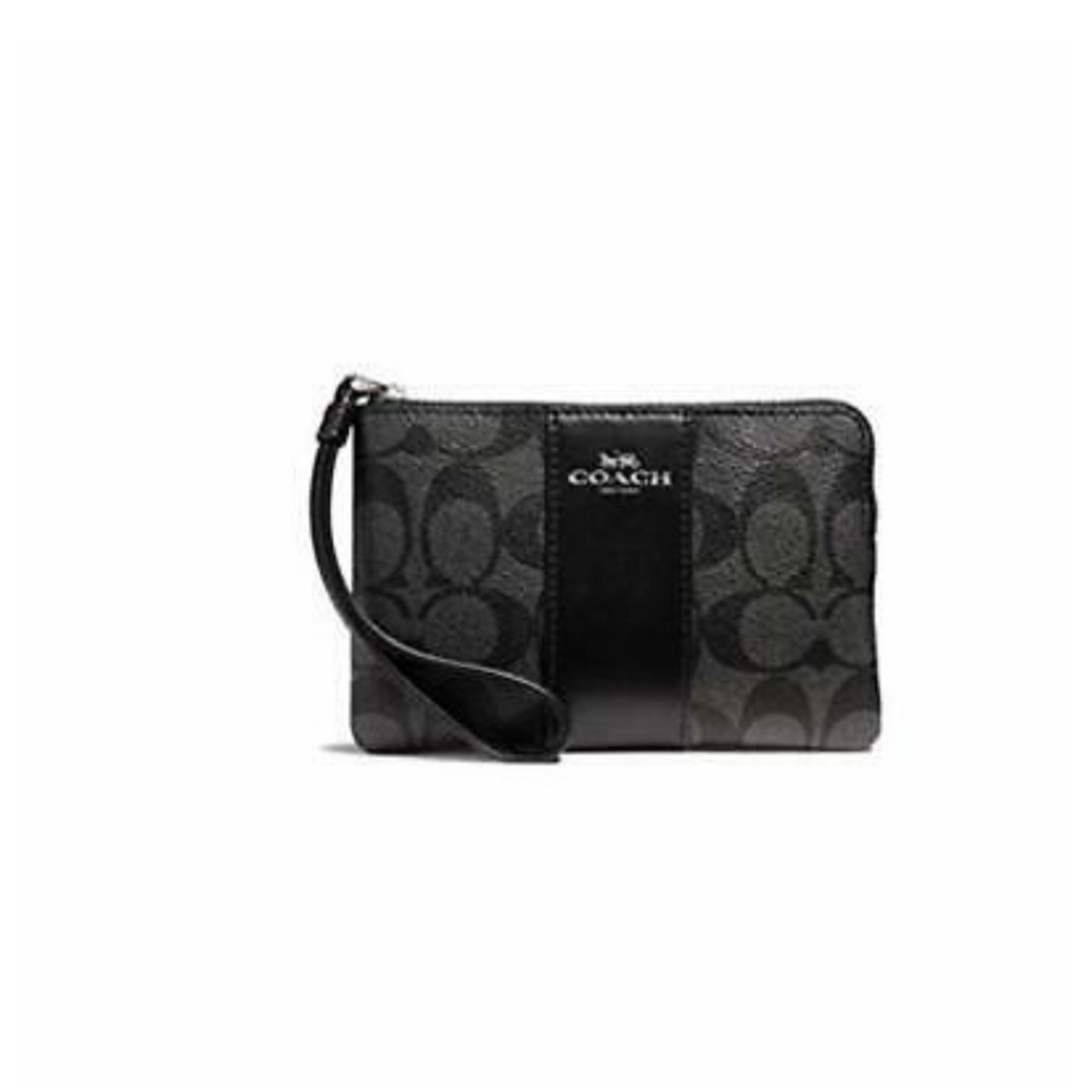 COACH WOMENS Corner Zip Wristlet In Canvas Leather